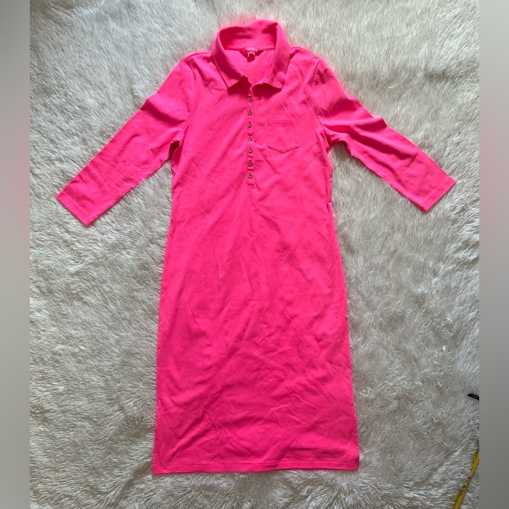 Lilly Pulitzer Bright Pink Long Sleeve Dress - Picture 2 of 11